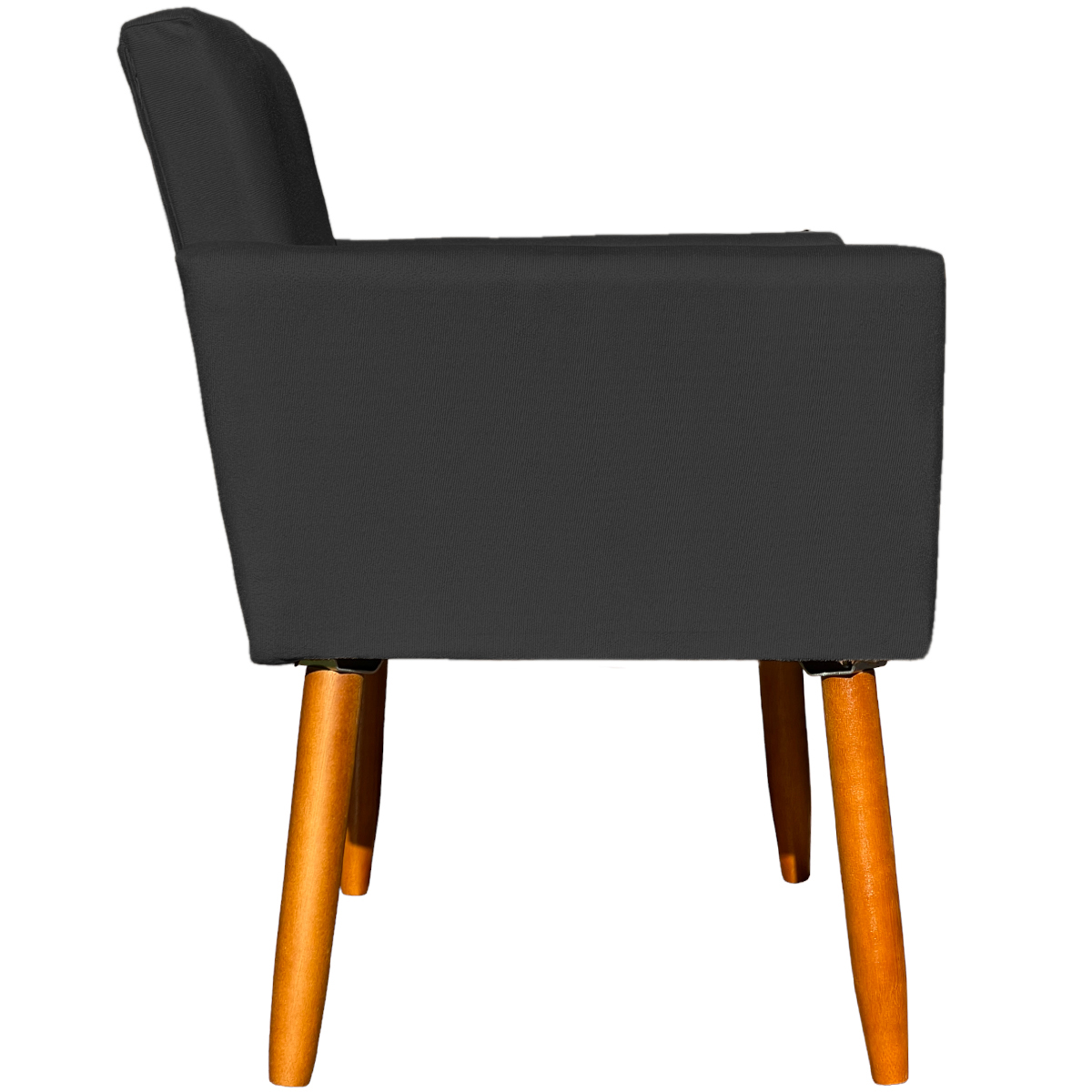 Kit 4 Poltronas Decorativas Para Sala, Manicure, Quarto, Nina Suede Preto Pé Castanho - Clique E Decore