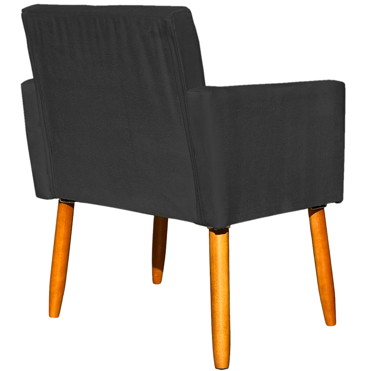 Kit 4 Poltronas Decorativas Para Sala, Manicure, Quarto, Nina Suede Preto Pé Castanho - Clique E Decore