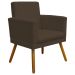 Kit 4 Poltronas Decorativas Reforçadas Para Sala Nina Com Base Suede Marrom Pé Castanho - Clique E Decore