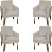 Kit 4 Poltronas Para Sala Decorativas E Confortáveis Beatriz Com Base Suede Bege Pé Castanho - Clique E Decore