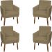 Kit 4 Poltronas Para Sala Decorativas E Confortáveis Beatriz Com Base Suede Nude Pé Castanho - Clique E Decore