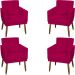 Kit 4 Poltronas Para Sala Decorativas E Confortáveis Beatriz Com Base Suede Nude Pé Castanho - Clique E Decore
