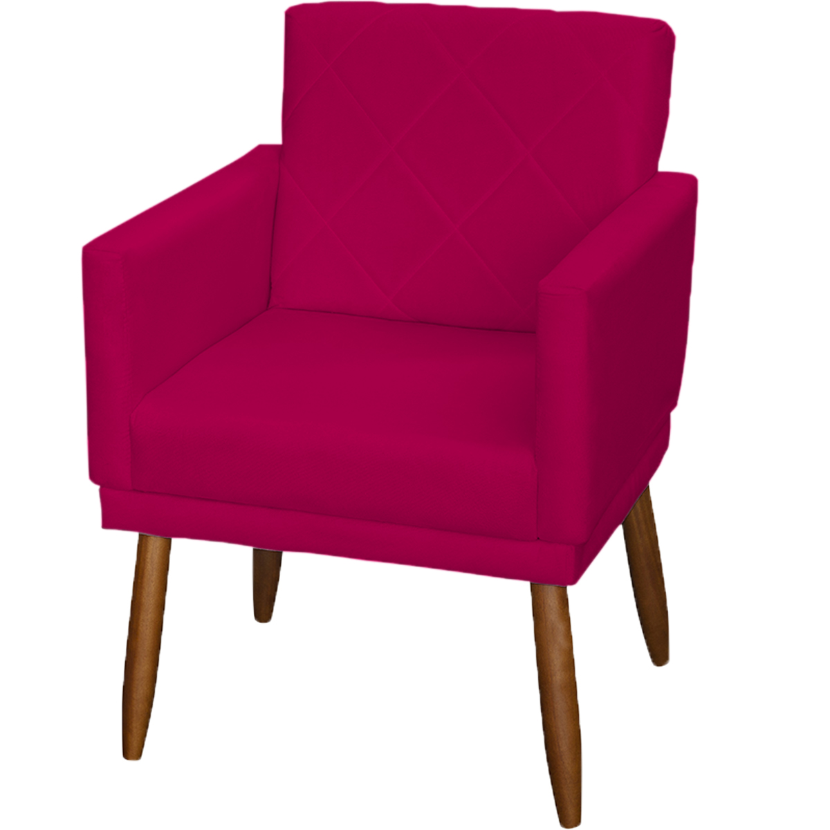 Kit 4 Poltronas Para Sala Decorativas E Confortáveis Beatriz Com Base Suede Nude Pé Castanho - Clique E Decore