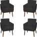 Kit 4 Poltronas Para Sala Decorativas E Confortáveis Beatriz Com Base Suede Preto Pé Castanho - Clique E Decore