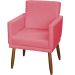 Kit 4 Poltronas Para Sala Decorativas E Confortáveis Beatriz Com Base Suede Rosê Pé Castanho - Clique E Decore