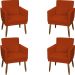 Kit 4 Poltronas Para Sala Decorativas E Confortáveis Beatriz Com Base Suede Terracota Pé Castanho - Clique E Decore
