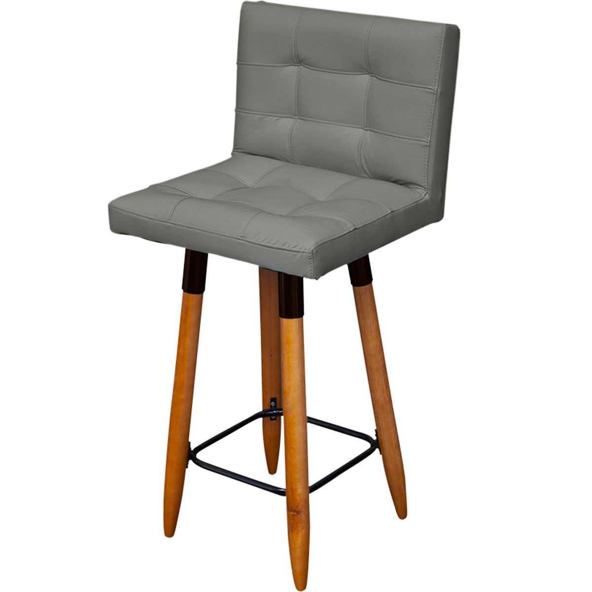 Kit 6 Banquetas Grace Alta Para Areá Gourmet E Balcão Área Gourmet Corino Cinza Pé Castanho - Clique E Decore