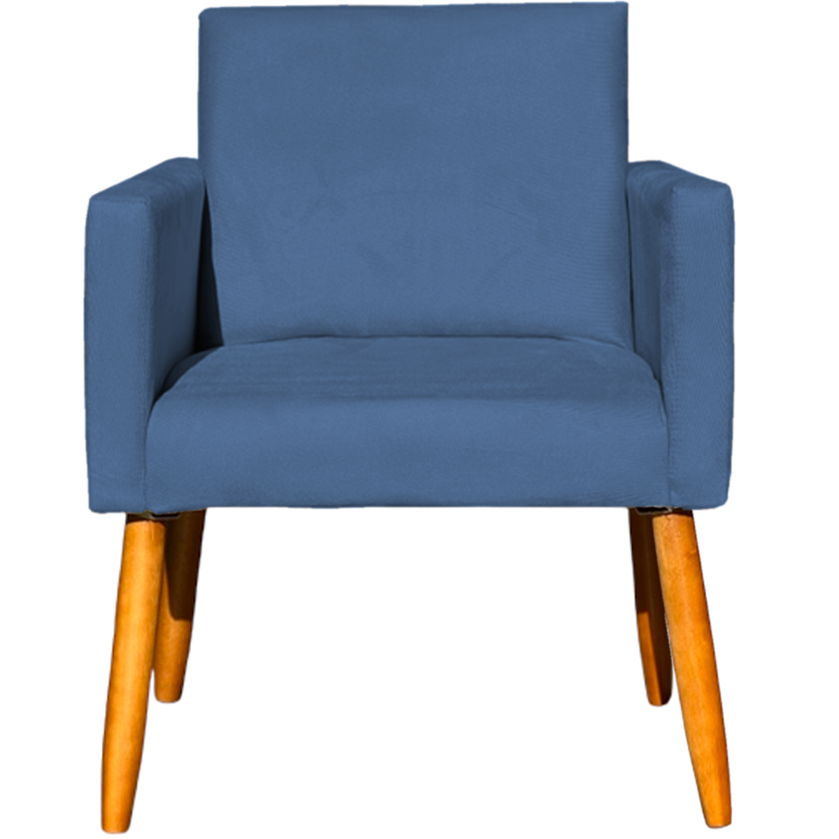 Kit 6 Poltronas Decorativas Confortáveis Para Sala Nina Suede Azul Marinho Pé Castanho - Clique E Decore