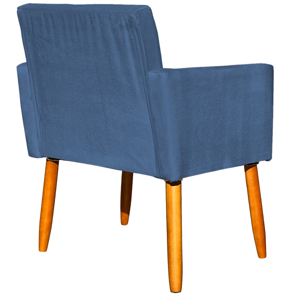 Kit 6 Poltronas Decorativas Confortáveis Para Sala Nina Suede Azul Marinho Pé Castanho - Clique E Decore