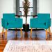 Kit 6 Poltronas Decorativas Confortáveis Para Sala Nina Suede Azul Turquesa Pé Castanho - Clique E Decore