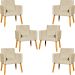 Kit 6 Poltronas Decorativas Confortáveis Para Sala Nina Suede Bege Pé Castanho - Clique E Decore