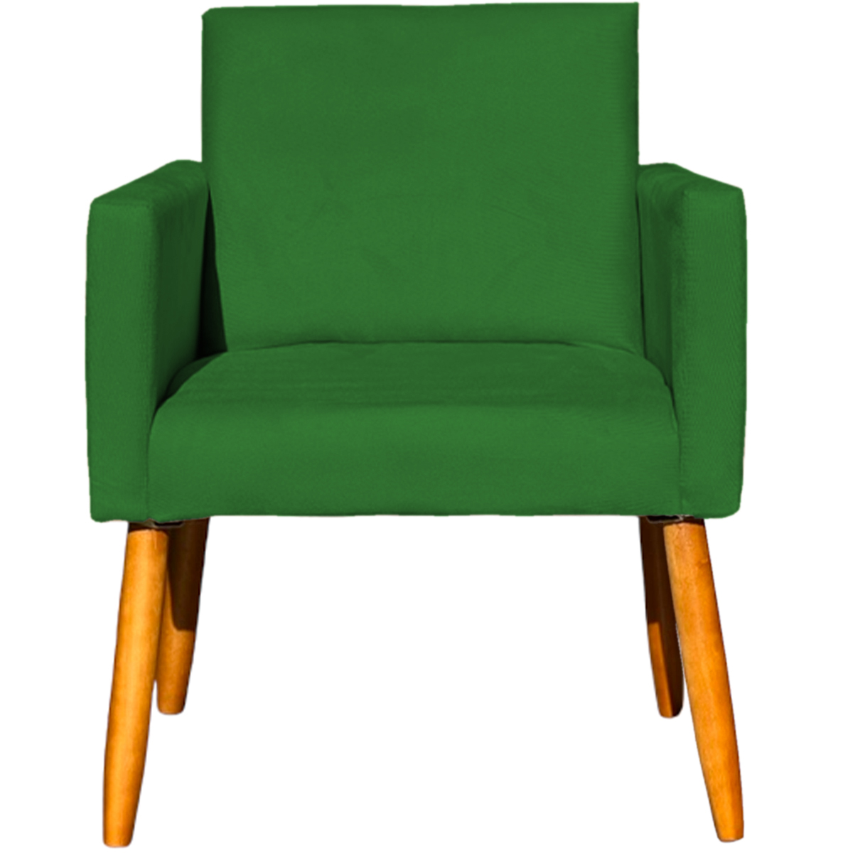Kit 6 Poltronas Decorativas Confortáveis Para Sala Nina Suede Verde Pé Castanho - Clique E Decore