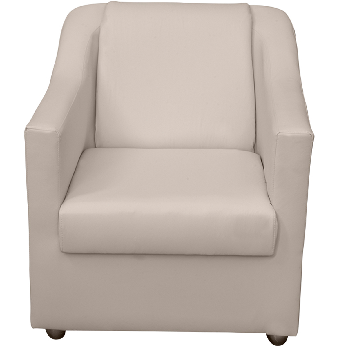 Kit 6 Poltronas Decorativas Para Sala Mila Corino Bege Pé De Plástico - Clique E Decore