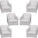 Kit 6 Poltronas Decorativas Para Sala Mila Corino Branco Pé De Plástico - Clique E Decore