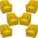 Kit 6 Poltronas Decorativas Para Sala Mila Suede Amarelo Pé De Plástico - Clique E Decore