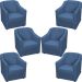 Kit 6 Poltronas Decorativas Para Sala Mila Suede Azul Marinho Pé De Plástico - Clique E Decore