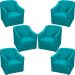 Kit 6 Poltronas Decorativas Para Sala Mila Suede Azul Turquesa Pé De Plástico - Clique E Decore