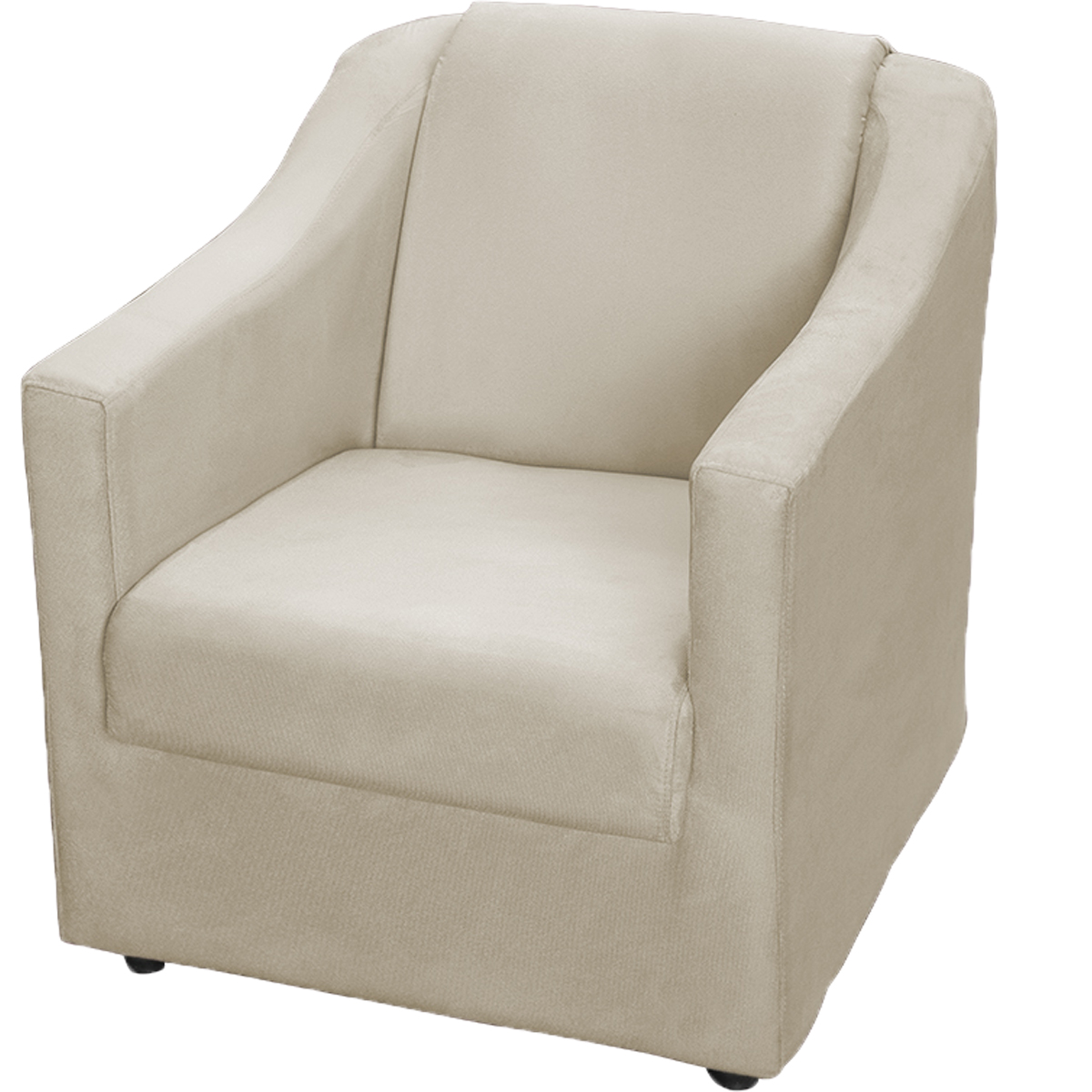 Kit 6 Poltronas Decorativas Para Sala Mila Suede Bege Pé De Plástico - Clique E Decore