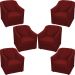 Kit 6 Poltronas Decorativas Para Sala Mila Suede Bordô Pé De Plástico - Clique E Decore