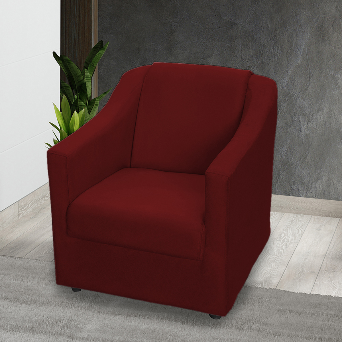 Kit 6 Poltronas Decorativas Para Sala Mila Suede Bordô Pé De Plástico - Clique E Decore