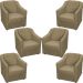 Kit 6 Poltronas Decorativas Para Sala Mila Suede Nude Pé De Plástico- Clique E Decore