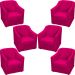 Kit 6 Poltronas Decorativas Para Sala Mila Suede Pink Pé De Plástico- Clique E Decore
