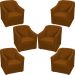 Kit 6 Poltronas Decorativas Para Sala Mila Suede Terracota Pé Alumínio - Clique E Decore