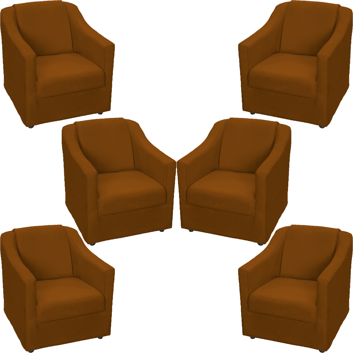 Kit 6 Poltronas Decorativas Para Sala Mila Suede Terracota Pé Alumínio - Clique E Decore
