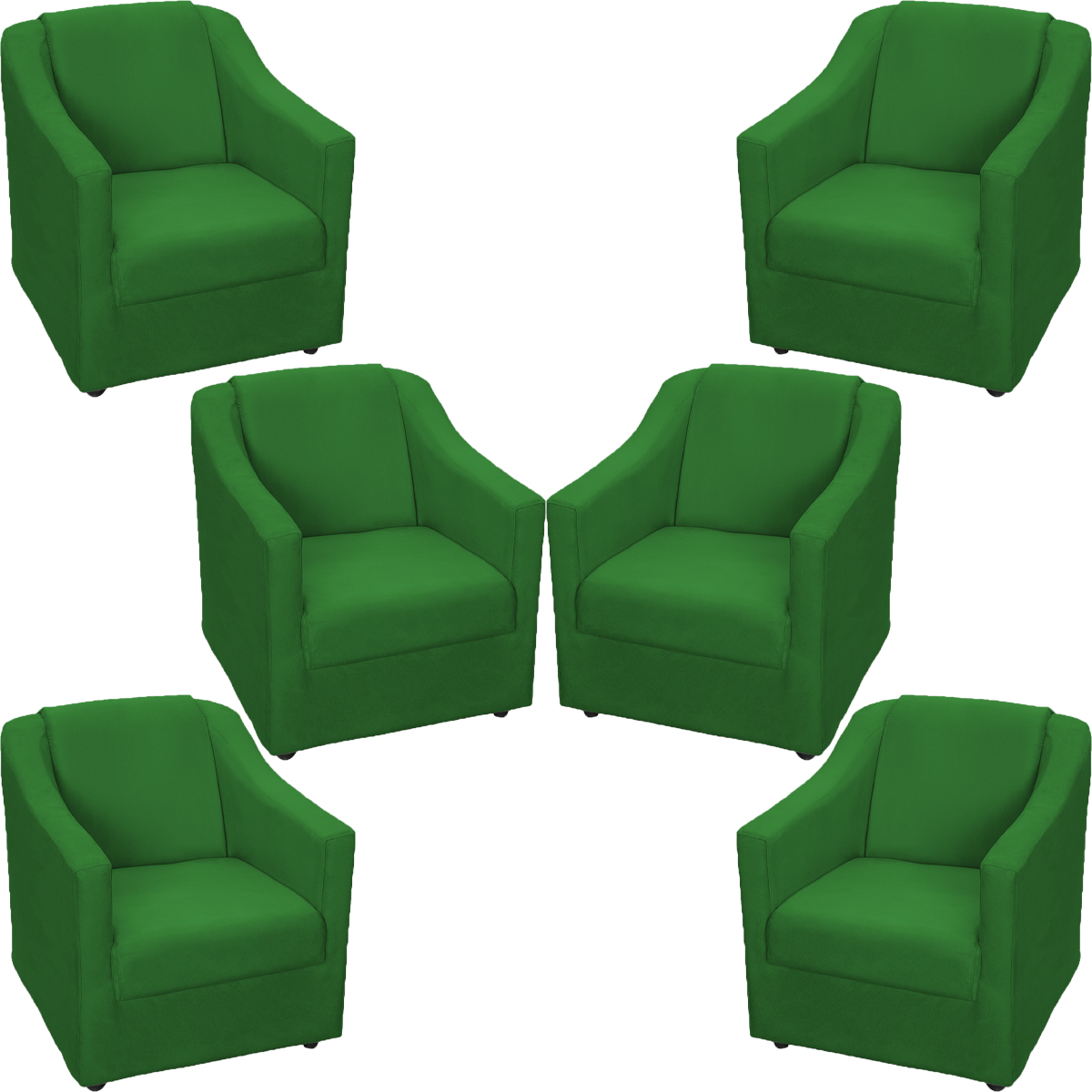 Kit 6 Poltronas Decorativas Para Sala Mila Suede Verde Pé De Plástico - Clique E Decore