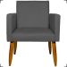 Kit 6 Poltronas Decorativas Para Sala, Recepção Nina + 2 Puff Redondo Suede Cinza Pé Castanho - Clique E Decore