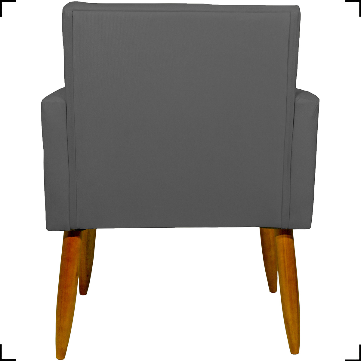 Kit 6 Poltronas Decorativas Para Sala, Recepção Nina + 2 Puff Redondo Suede Cinza Pé Castanho - Clique E Decore