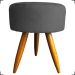 Kit 6 Poltronas Decorativas Para Sala, Recepção Nina + 2 Puff Redondo Suede Cinza Pé Castanho - Clique E Decore