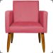 Kit 6 Poltronas Decorativas Para Sala, Recepção Nina + 2 Puff Redondo Suede Rosê Pé Castanho - Clique E Decore