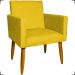 Kit 6 Poltronas Decorativas Para Sala, Recepção Nina + 3 Puff Redondo Suede Amarelo Pé Castanho - Clique E Decore