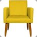 Kit 6 Poltronas Decorativas Para Sala, Recepção Nina + 3 Puff Redondo Suede Amarelo Pé Castanho - Clique E Decore