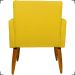 Kit 6 Poltronas Decorativas Para Sala, Recepção Nina + 3 Puff Redondo Suede Amarelo Pé Castanho - Clique E Decore
