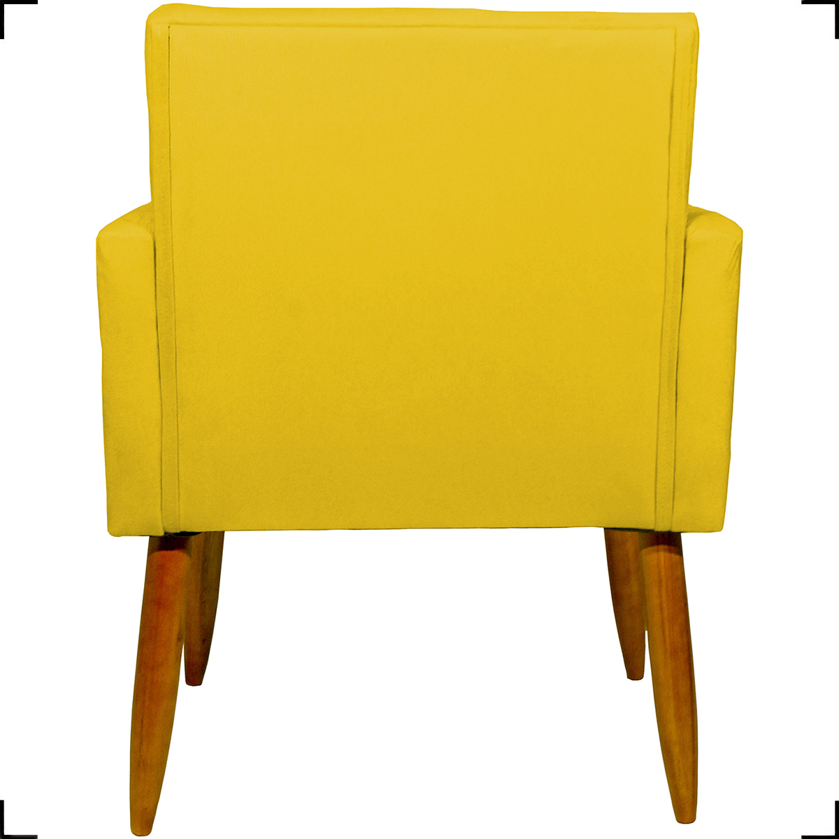 Kit 6 Poltronas Decorativas Para Sala, Recepção Nina + 3 Puff Redondo Suede Amarelo Pé Castanho - Clique E Decore