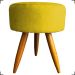 Kit 6 Poltronas Decorativas Para Sala, Recepção Nina + 3 Puff Redondo Suede Amarelo Pé Castanho - Clique E Decore