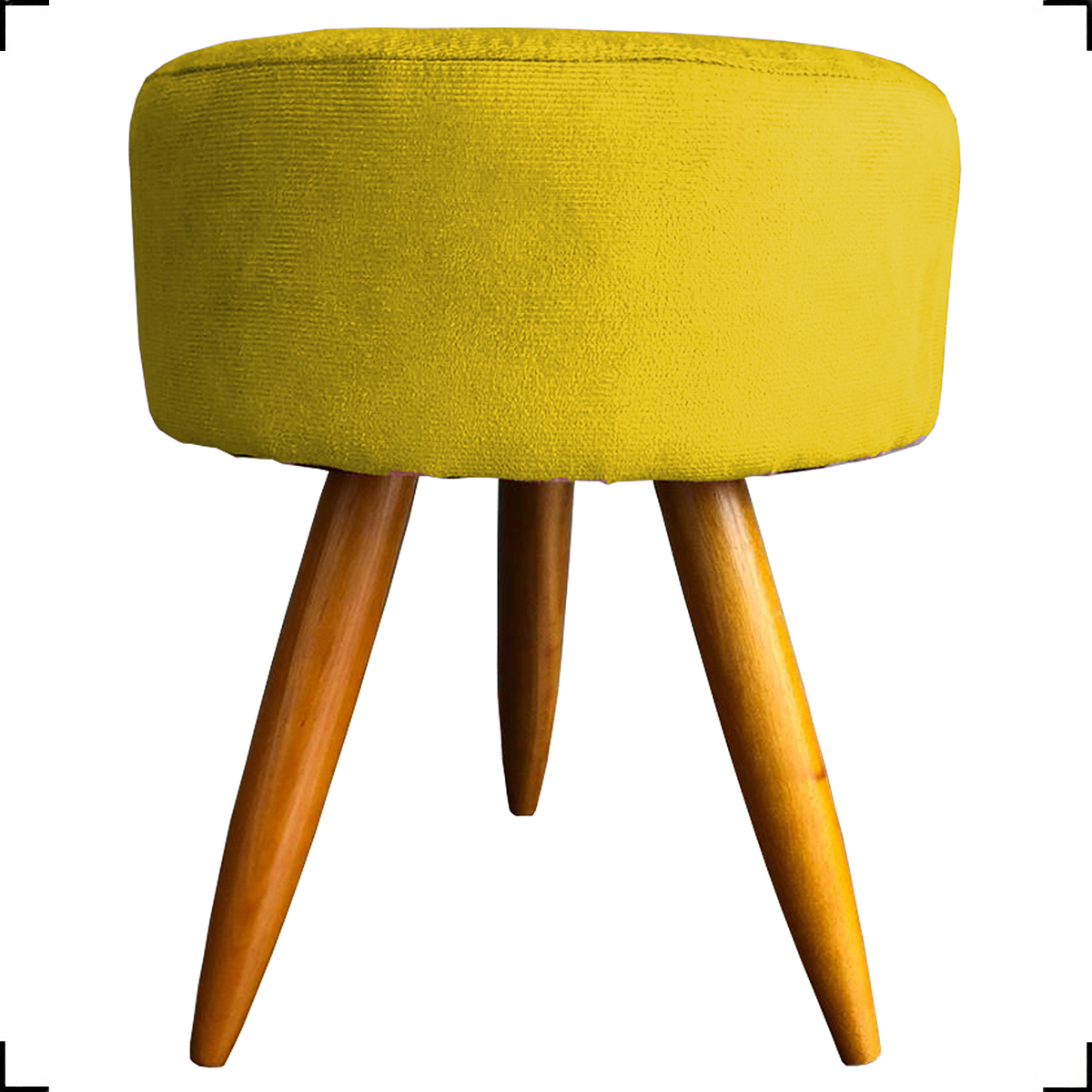 Kit 6 Poltronas Decorativas Para Sala, Recepção Nina + 3 Puff Redondo Suede Amarelo Pé Castanho - Clique E Decore