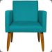 Kit 6 Poltronas Decorativas Para Sala, Recepção Nina + 3 Puff Redondo Suede Azul Turquesa Pé Castanho - Clique E Decore