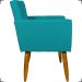 Kit 6 Poltronas Decorativas Para Sala, Recepção Nina + 3 Puff Redondo Suede Azul Turquesa Pé Castanho - Clique E Decore