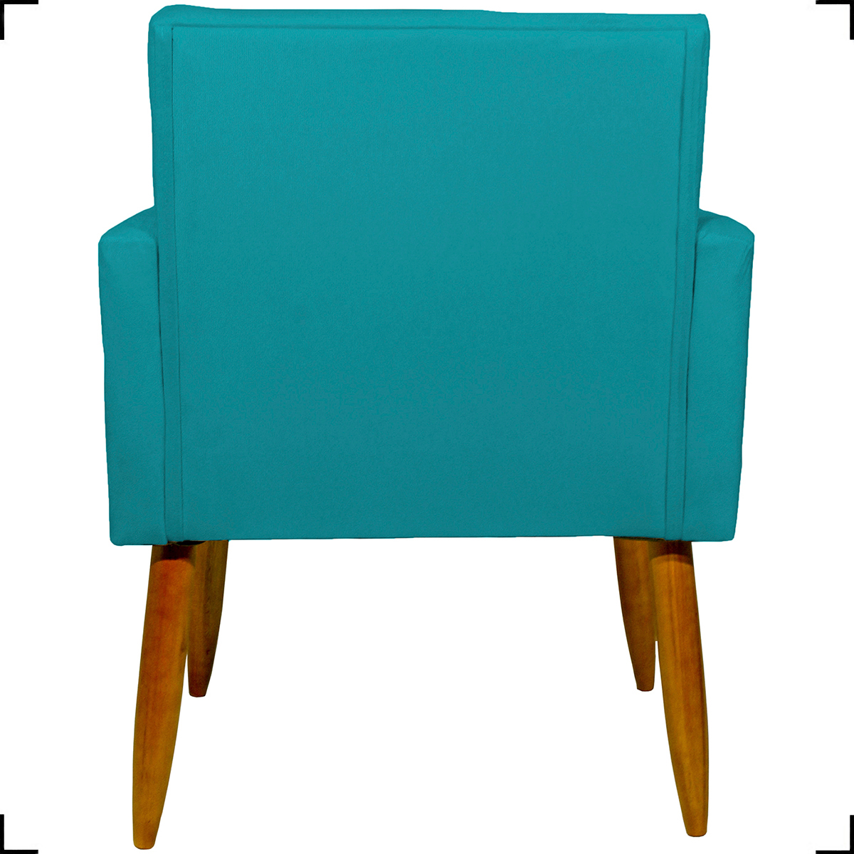 Kit 6 Poltronas Decorativas Para Sala, Recepção Nina + 3 Puff Redondo Suede Azul Turquesa Pé Castanho - Clique E Decore
