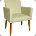 Kit 6 Poltronas Decorativas Para Sala, Recepção Nina + 3 Puff Redondo Suede Bege Pé Castanho - Clique E Decore