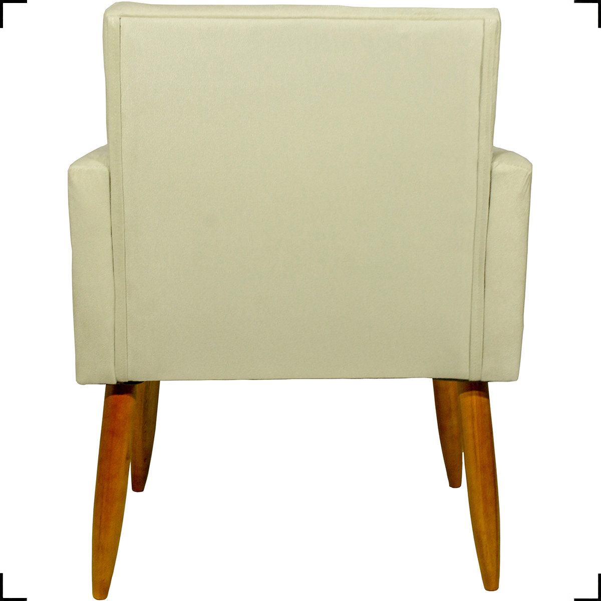 Kit 6 Poltronas Decorativas Para Sala, Recepção Nina + 3 Puff Redondo Suede Bege Pé Castanho - Clique E Decore