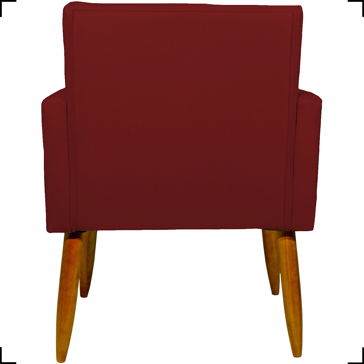 Kit 6 Poltronas Decorativas Para Sala, Recepção Nina + 3 Puff Redondo Suede Bordô Pé Castanho - Clique E Decore