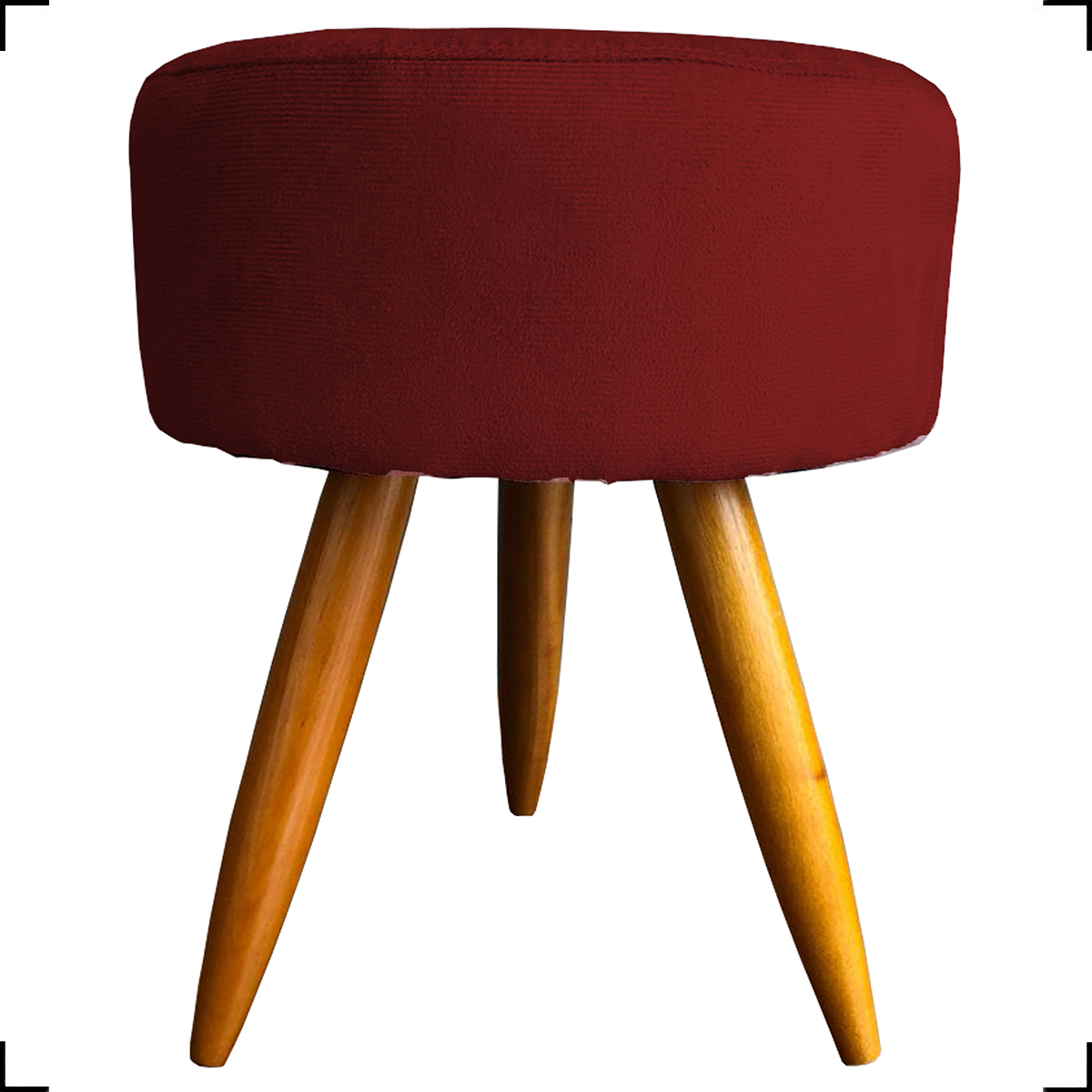Kit 6 Poltronas Decorativas Para Sala, Recepção Nina + 3 Puff Redondo Suede Bordô Pé Castanho - Clique E Decore