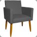 Kit 6 Poltronas Decorativas Para Sala, Recepção Nina + 3 Puff Redondo Suede Cinza Pé Castanho - Clique E Decore