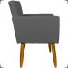 Kit 6 Poltronas Decorativas Para Sala, Recepção Nina + 3 Puff Redondo Suede Cinza Pé Castanho - Clique E Decore