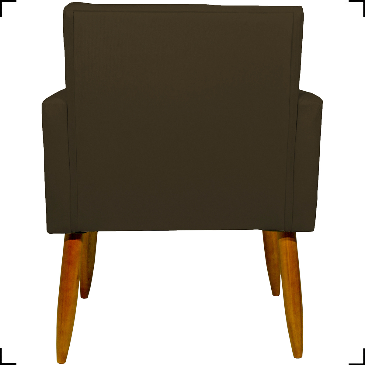 Kit 6 Poltronas Decorativas Para Sala, Recepção Nina + 3 Puff Redondo Suede Marrom Pé Castanho - Clique E Decore