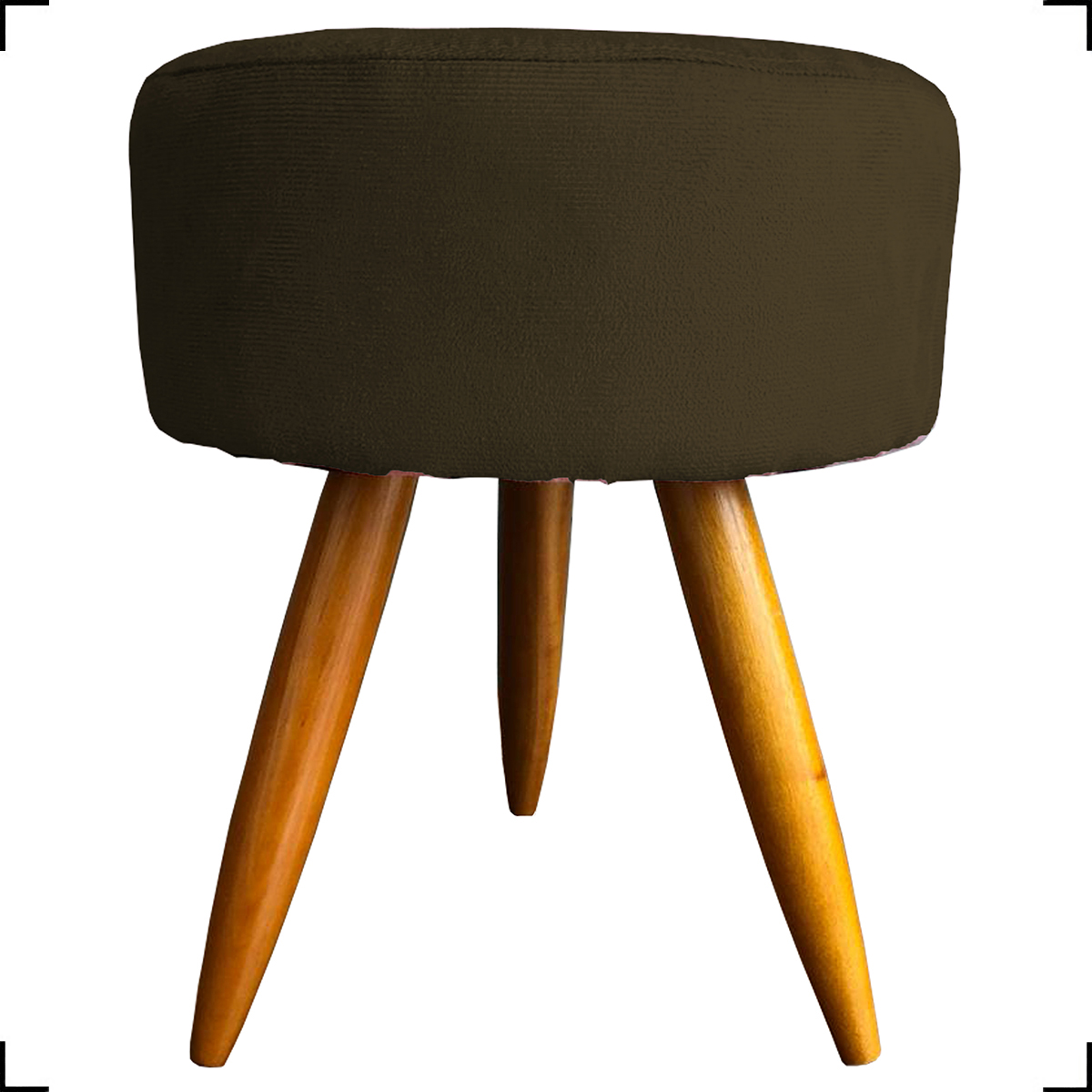 Kit 6 Poltronas Decorativas Para Sala, Recepção Nina + 3 Puff Redondo Suede Marrom Pé Castanho - Clique E Decore